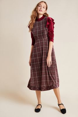 plaid velvet dress