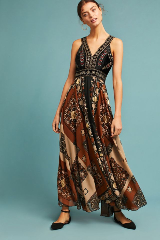 Shenia Embroidered Maxi Dress | Anthropologie