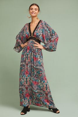 Floral Kimono Maxi Dress | Anthropologie