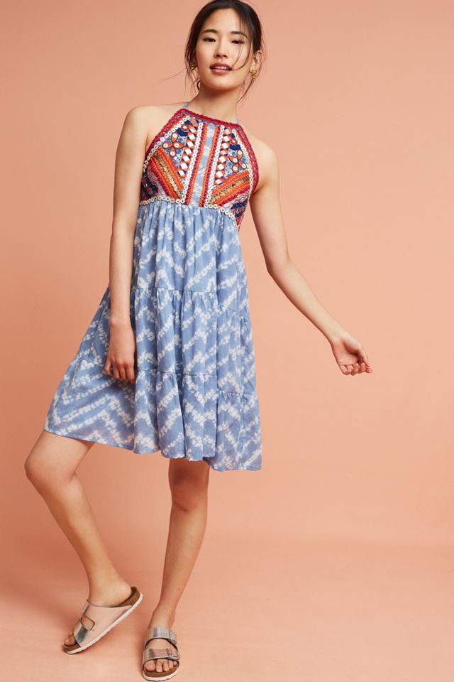 Tiered & Embroidered Tie-Dye Dress #1