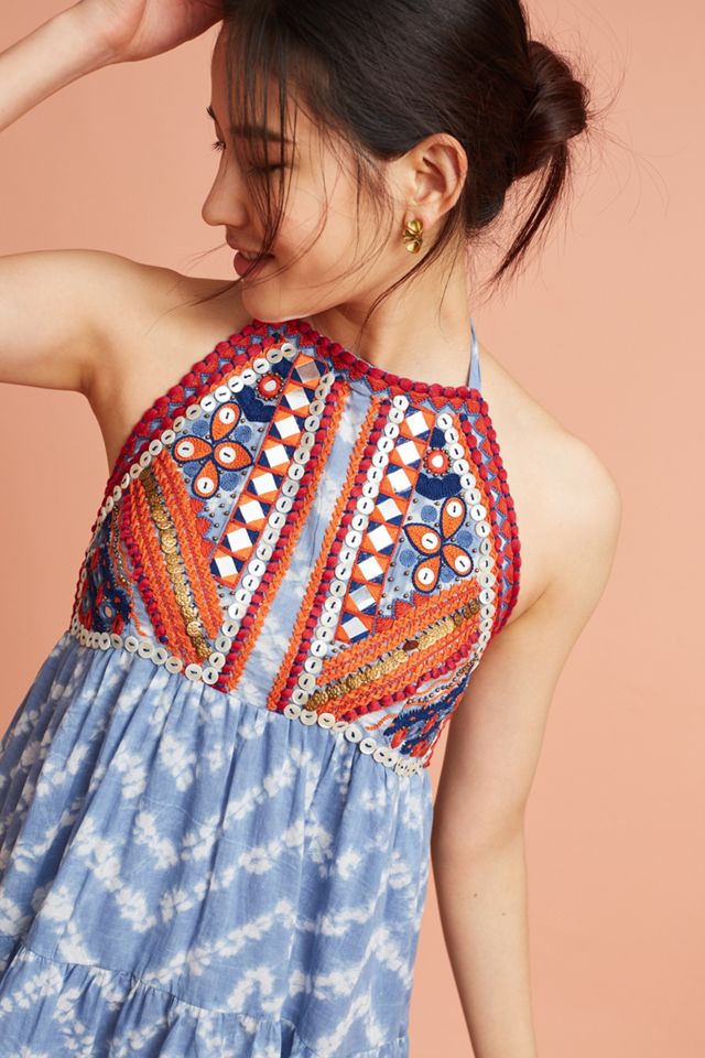 Tiered & Embroidered Tie-Dye Dress #2