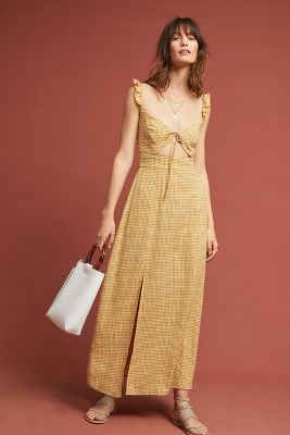 anthropologie gingham maxi dress