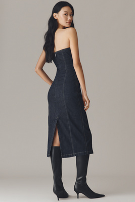 Dl1961 Esme Strapless Denim Midi Dress In Blue