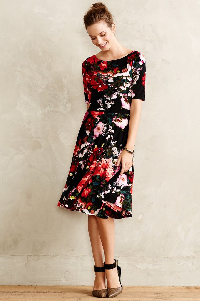 Anthropologie red 2024 floral dress