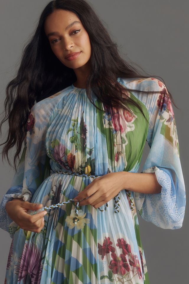 Pankaj & Nidhi Long-Sleeve Pleated Maxi Dress #2