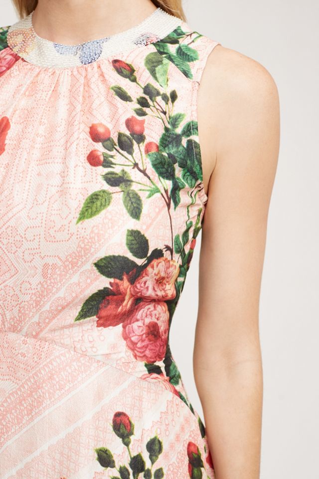 anthropologie pink butterfly dress Maeve Anthropologie Simone Orange Ruched Butterfly Floral Midi Dress Small