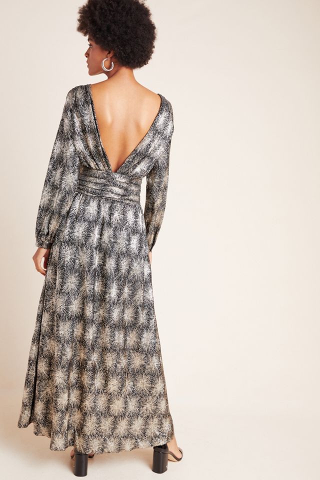 chinese dress ladies Buy V-Neck Blue Batik Cotton Long Kaftan Dress with White Tassel Trim
