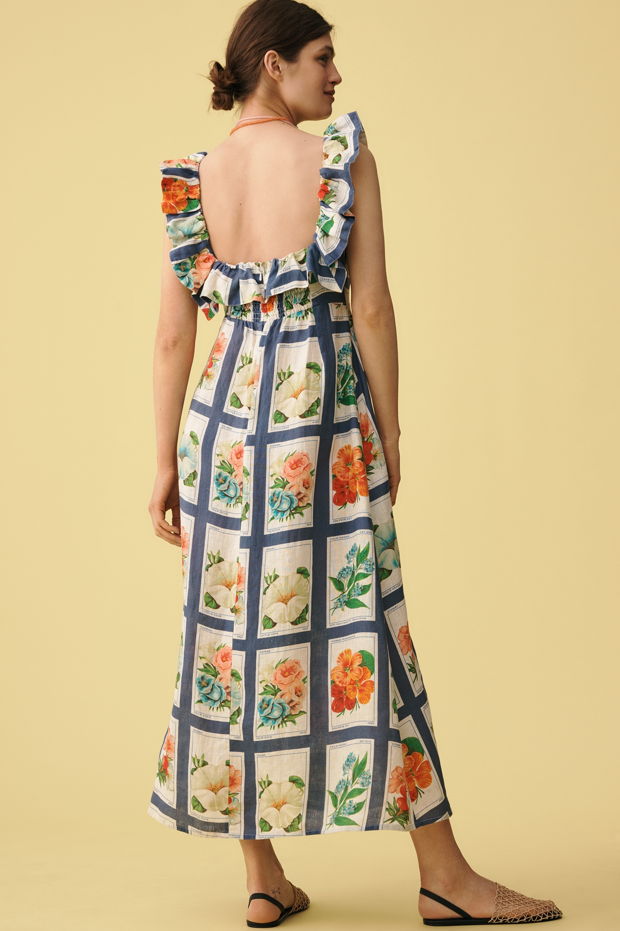 Palm. Noosa Gia Ruffle Linen Maxi Dress