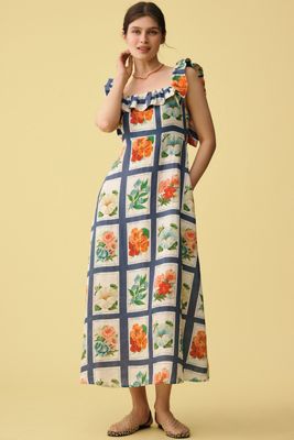 Palm. Noosa Gia Ruffle Linen Maxi Dress