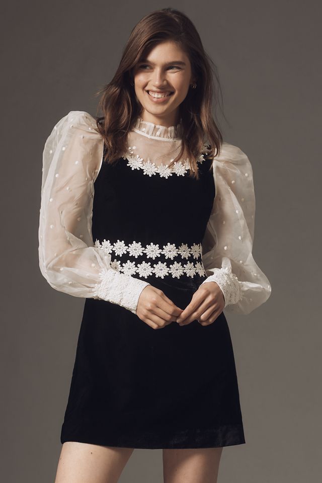 Queens of Archive Karina Puff-Sleeve High-Neck Mini Dress #1