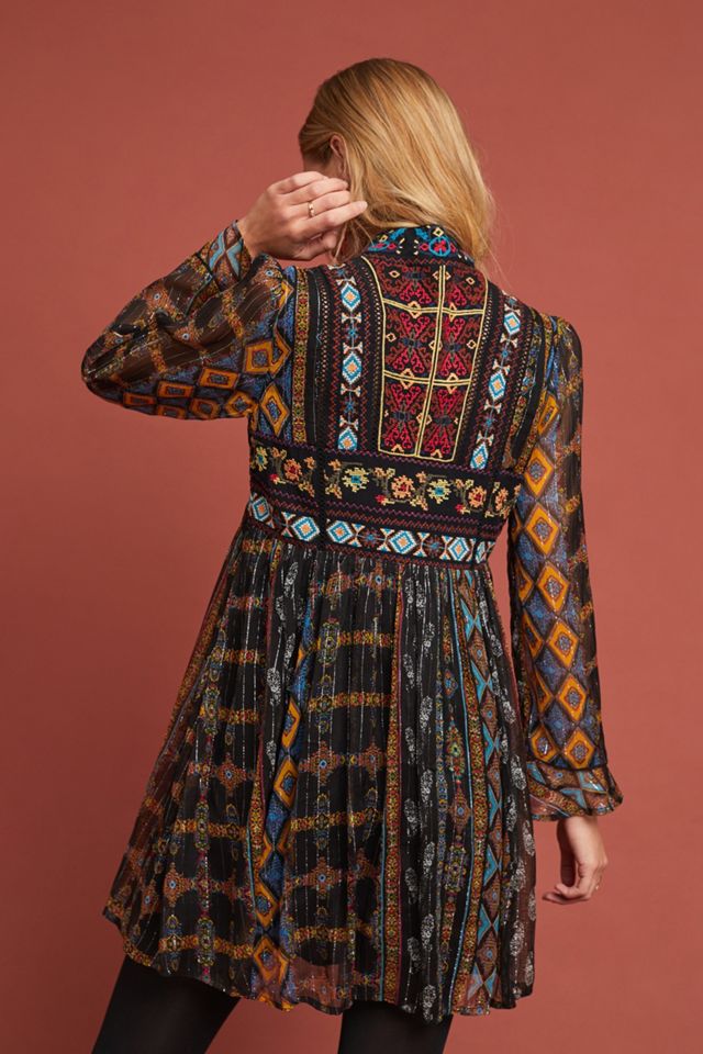 Sheria Metallic-Embroidered Dress