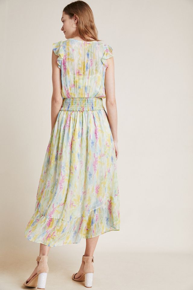 Anthropologie watercolor 2025 maxi dress