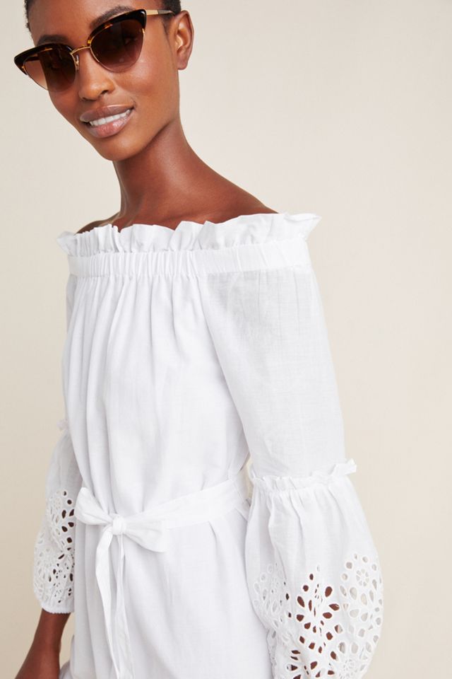 Justine Off-The-Shoulder Laser-Cut Dress #1