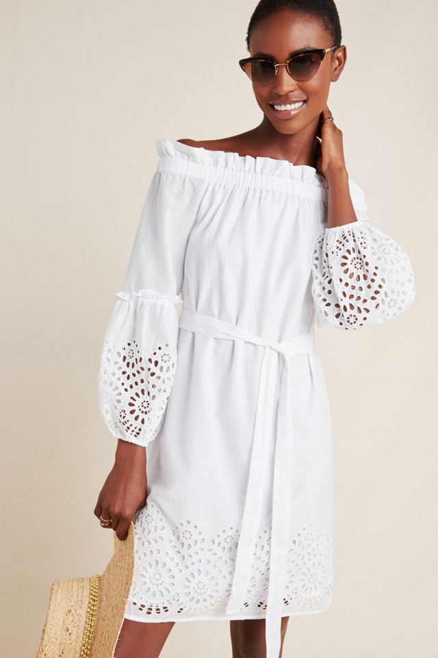 Justine Off-The-Shoulder Laser-Cut Dress #3