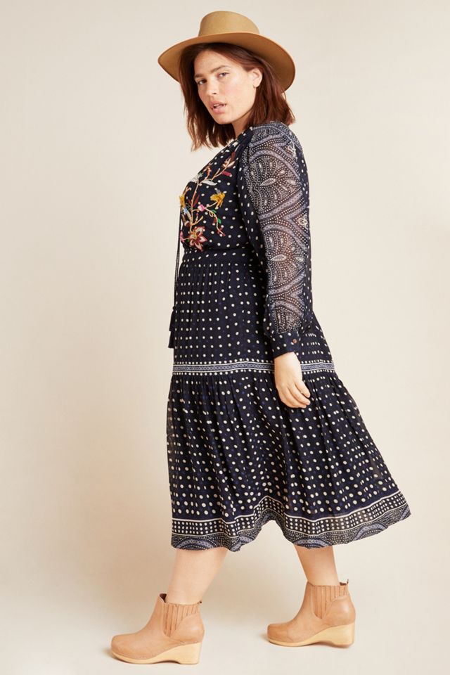 Maeve Cassidy Embroidered Midi Dress #8