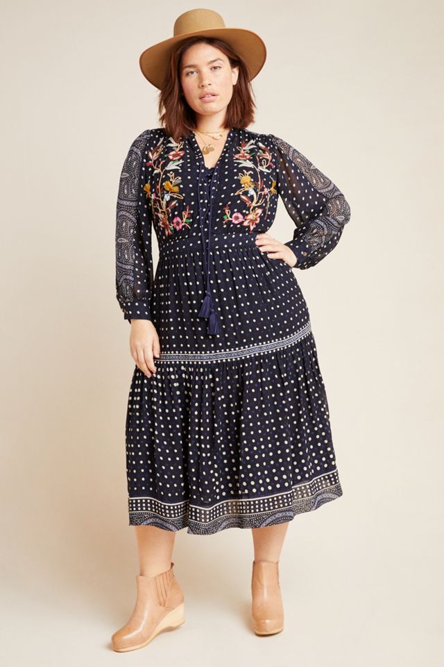 Maeve Cassidy Embroidered Midi Dress #5