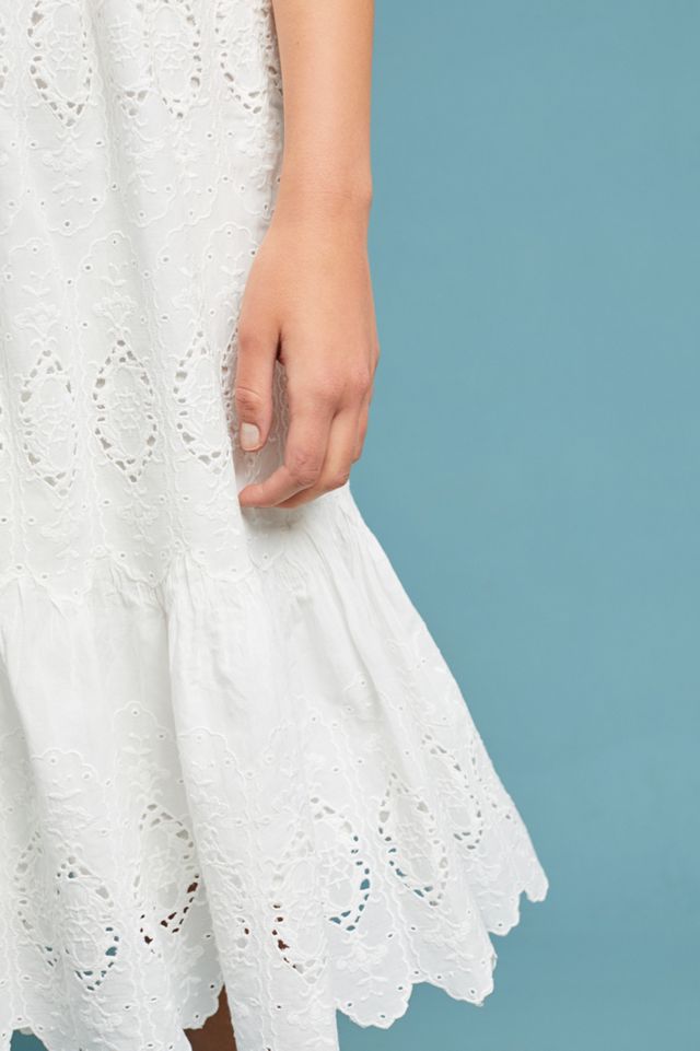farm rio x anthropologie eyelet tiered ruffle midi dress Farm Rio x Anthropologie Tiered Ruffle Mini Dress