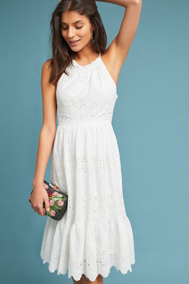 White midi hot sale eyelet dress