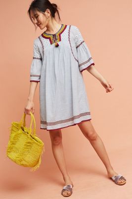 Yarn Embellished Tunic Dress