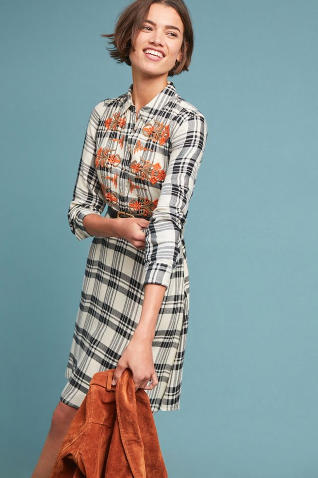 Embroidered Plaid Shirtdress #2