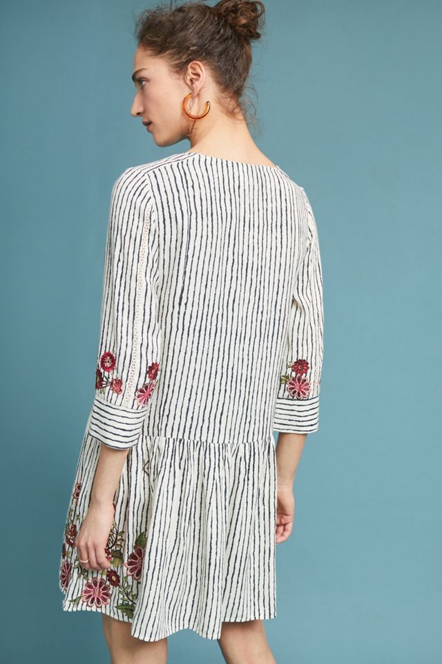 Pansy Embroidered Drop-Waist Dress | Anthropologie