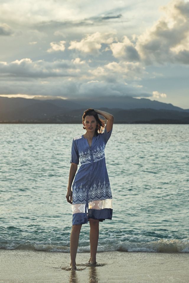 Embroidered Waters Shirtdress #1