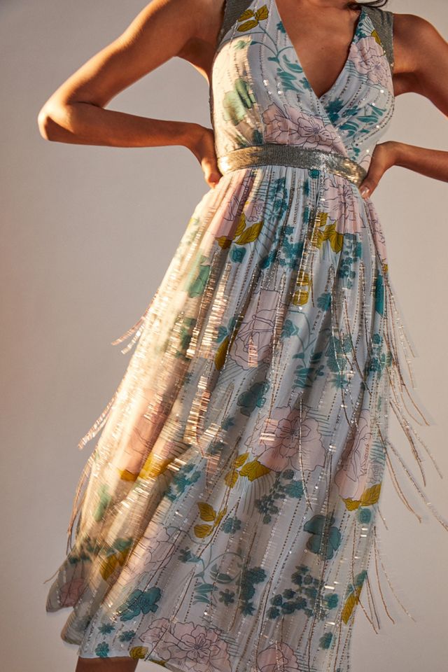 Sylvia Beaded Fringe Midi Dress #2