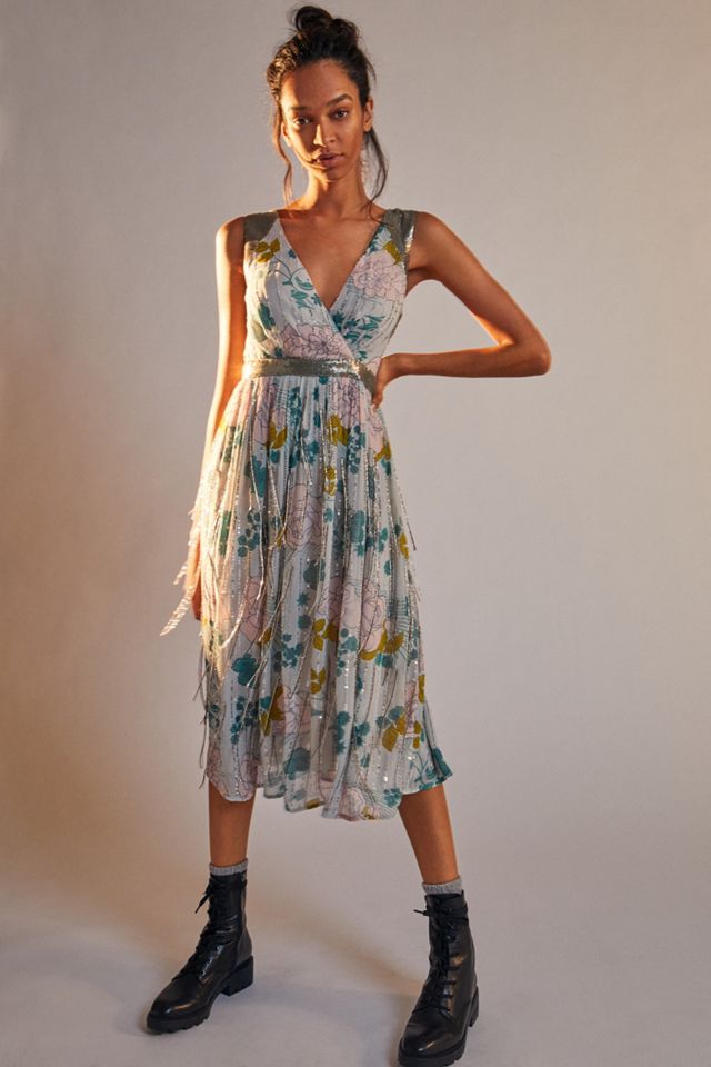 Sylvia Beaded Fringe Midi Dress #3