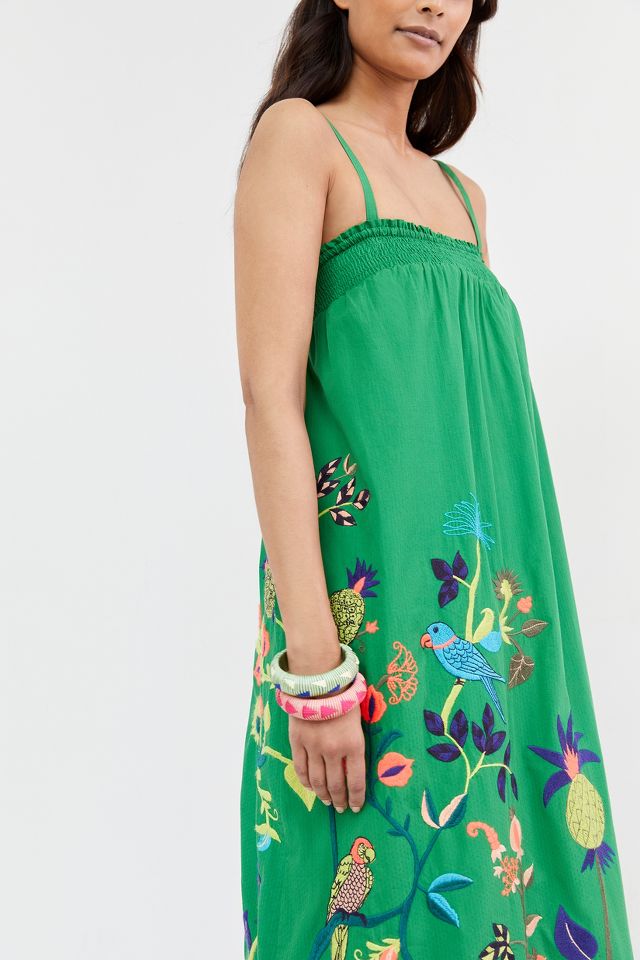 Anthropologie green floral dress sale