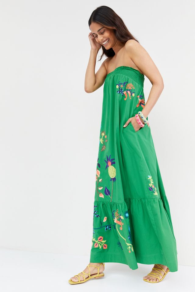 Anthropologie green 2025 maxi dress