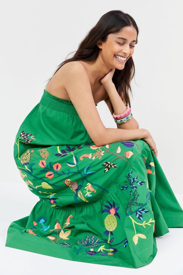 Anthropologie green maxi dress sale