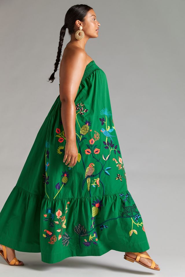 Anthropologie green 2025 maxi dress