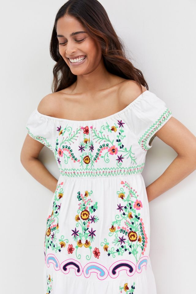 Embroidered Off-The-Shoulder Maxi Dress #1