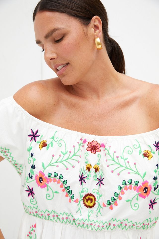 Embroidered Off-The-Shoulder Maxi Dress #4