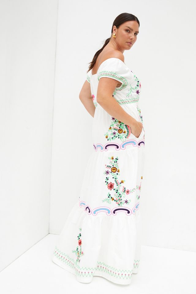 Embroidered Off-The-Shoulder Maxi Dress #5