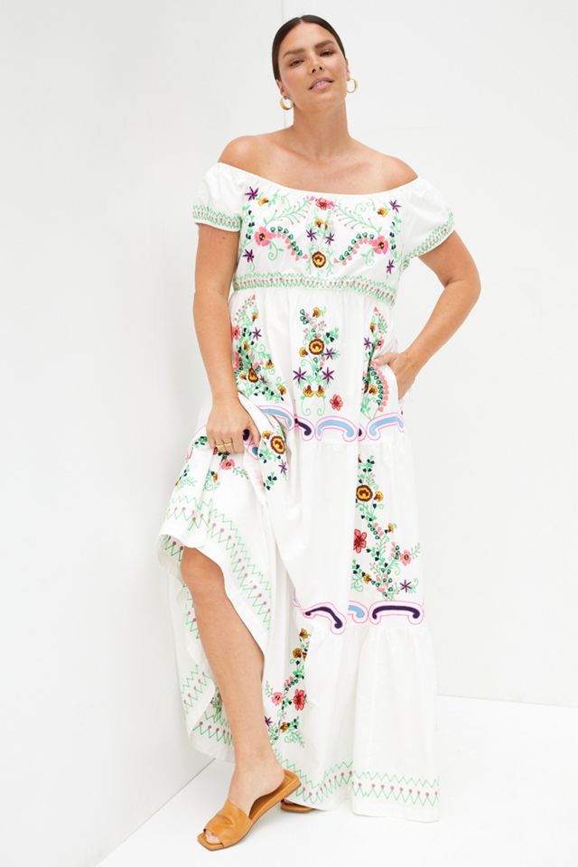 Embroidered Off-The-Shoulder Maxi Dress #3