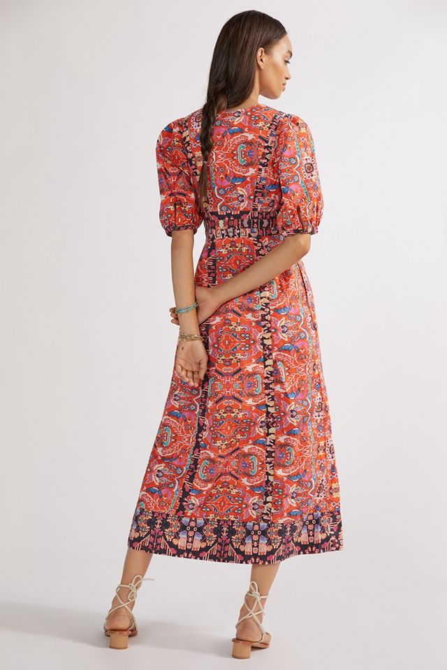 strapless open back dress Farm Rio Anthropologie Floral V Neck Maxi Dress main image 1