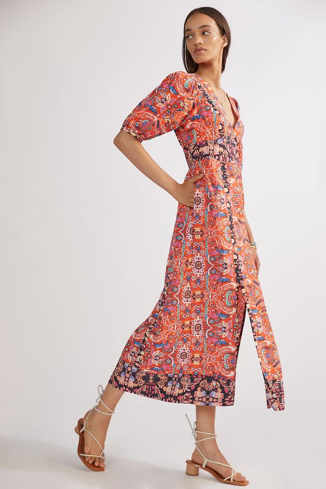 anthropologie beaded wrap dress