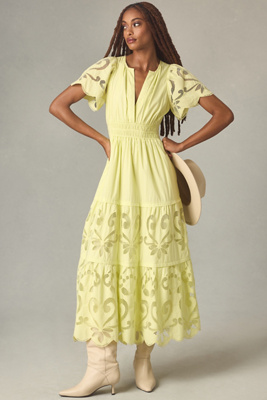The Somerset Collection By Anthropologie The Somerset Maxi Dress: Cutwork  Edition In Green | ModeSens