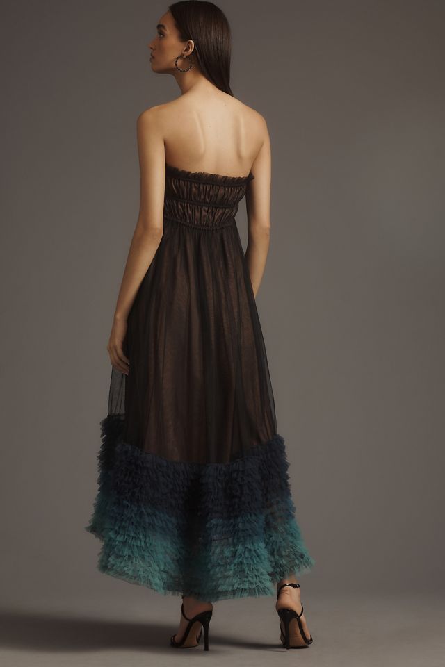 By Anthropologie Strapless Sheer Sweetheart Midi Dress #1