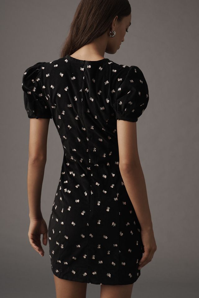 Maeve Puff-Sleeve Keyhole Embroidered Mini Dress #1