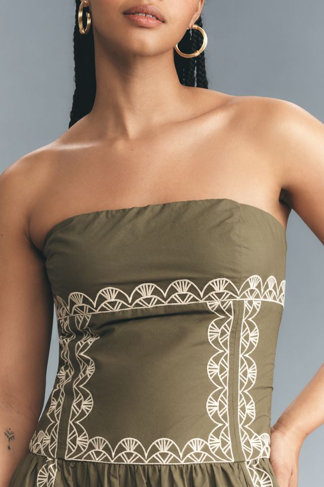 By Anthropologie Strapless Drop-Waist Midi Dress #5