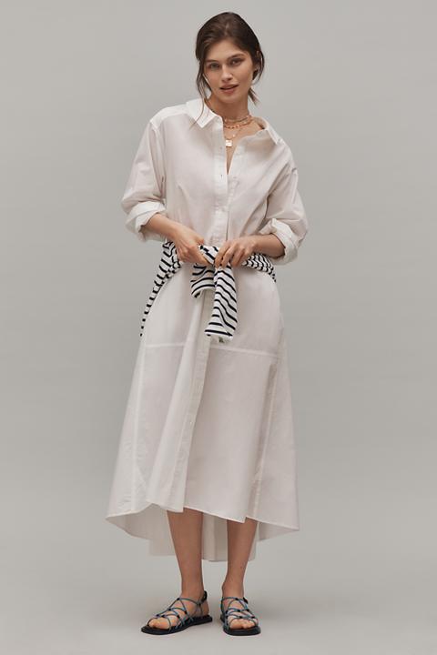 By Anthropologie Long-Sleeve Maxi Shirt Dress