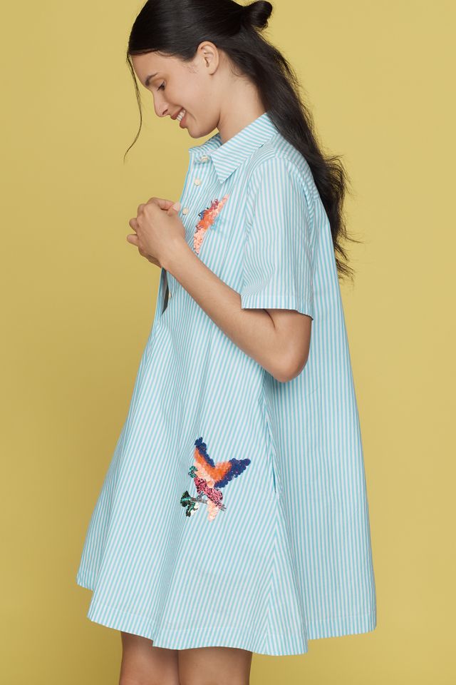 The Pollie Short-Sleeve Swing Tunic Mini Dress: Embroidered Edition #3