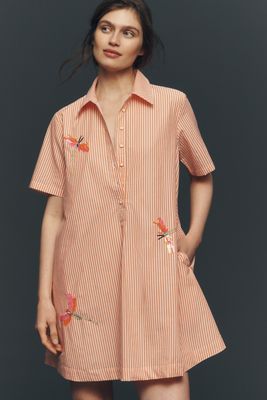 By Anthropologie Pollie Embroidered Swing Mini Dress