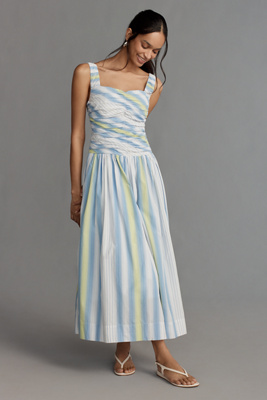Square-Neck Drop-Waist Maxi Dress