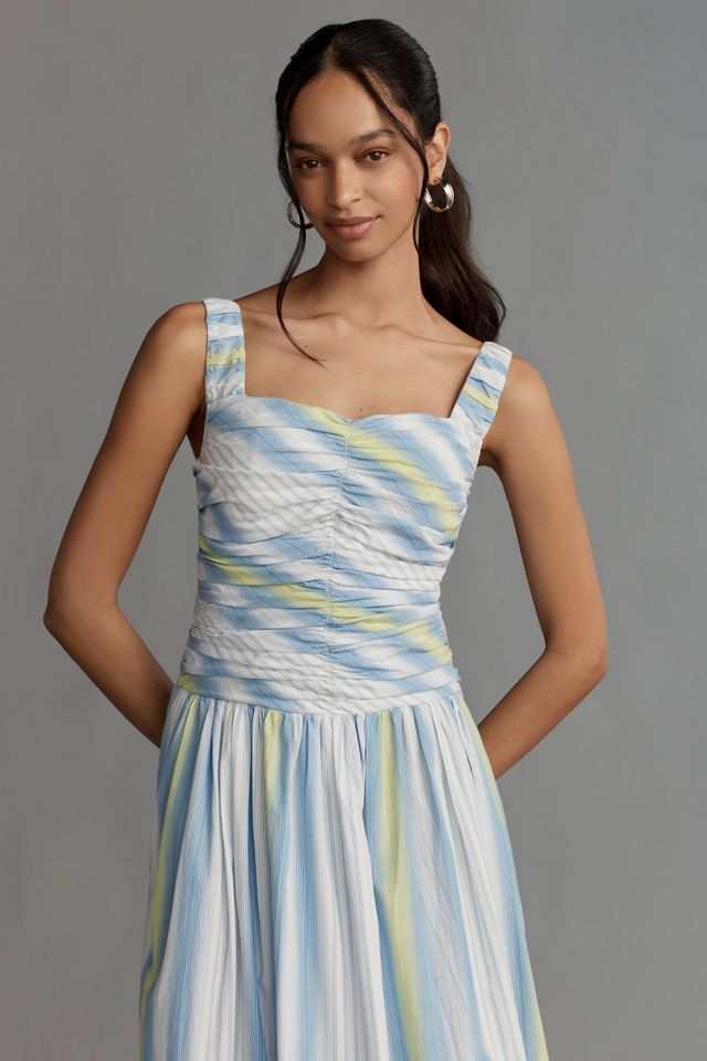 By Anthropologie Square-Neck Drop-Waist Maxi Dress