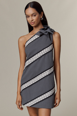 Maeve One-shoulder Embellished Mini Dress In Black