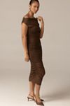 Maeve Short-Sleeve Cowl-Neck Slip Midi Dress