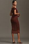 By Anthropologie Off-Shoulder Mesh Slim Midi Dress